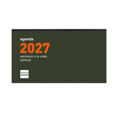 Finocam P199C Recambio para Agenda Plana en Catalan - Anual 2027 - Semana Vista Vertical - Formato PL1 - 64x118mm - Papel de 60g/m2 - Color Crema
