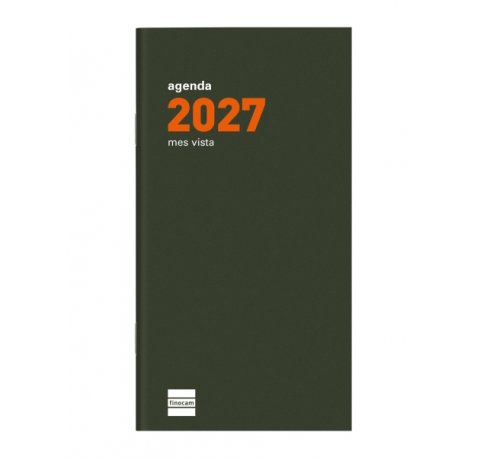 Finocam P497C Recambio para Agenda Plana en Catalan - Anual 2027 - Mes Vista - Formato PL4 - 80x150mm - Papel de 90g/m2 - Color Crema