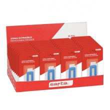 Safta Expositor con 36 Gomas Extraibles - Ergonomico - Estilo Cutter - Color Azul y Blanco