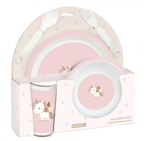 Safta Unicornio Set de Menaje Infantil - PVC sin BPA - 260x90x260mm - Color Rosa