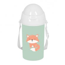 Safta Zorrito Botella de 500ml - PVC sin BPA - Pajita Interior - 73x73x195mm - Color Verde