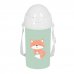 Safta Zorrito Botella de 500ml - PVC sin BPA - Pajita Interior - 73x73x195mm - Color Verde