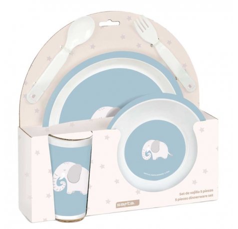 Safta Elefante Set de Menaje Infantil - PVC sin BPA - 260x90x260mm - Color Azul