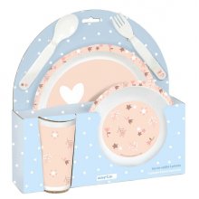 Safta Flores Set de Menaje Infantil - PVC sin BPA - 260x90x260mm - Color Rosa Pastel