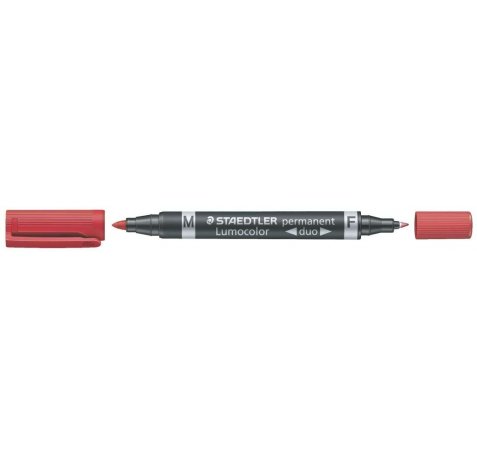 Staedtler Lumocolor 348 Rotulador Permanente de Doble Punta - Secado Rapido - Color Rojo (10 uds)
