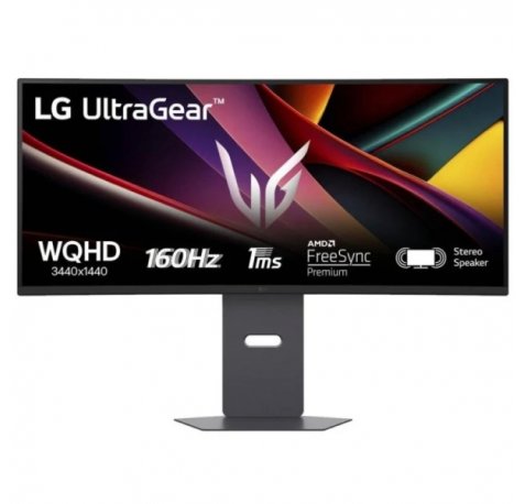 LG UltraGear Monitor 34" Curvo 1500R VA UltraWide QHD 160Hz HDR10 FreeSync Premium - Respuesta 1ms - Altavoces - Ajustable en Altura, Giratorio e Inclinable - 21:9 - HDMI - VESA 100x100mm