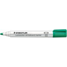 Staedtler Lumocolor 351 Rotulador para Pizarra Blanca - Punta Redonda - Trazo 2mm - Capuchon con Clip - Color Verde (10 uds)