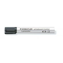 Staedtler Lumocolor 351 Rotulador para Pizarra - Punta Redonda - Trazo 2mm - Capuchon con Clip - Color Negro (10 uds)