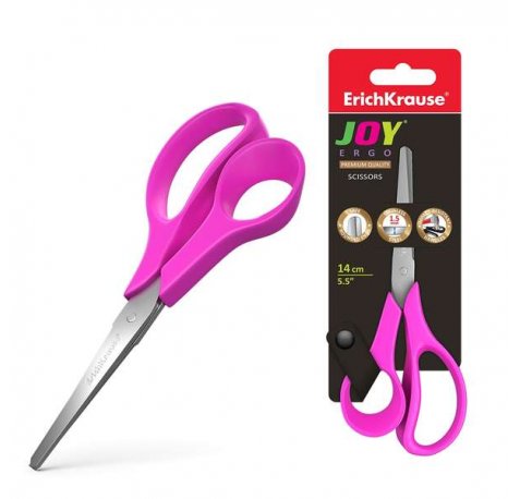 Erichkrause Tijeras Joy Ergo - Cuchillas de Acero Inoxidable - Extremos Redondeados - Resistente a La Corrosion - Mangos Ergonomicos - Color Variado