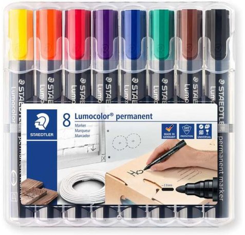 Staedtler Lumocolor 352 Pack de 8 Marcadores Permanentes - Secado Rapido - Colores Surtidos