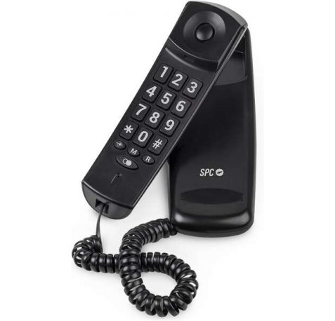 SPC Original Lite 2 Telefono Fijo - sin Pilas - sin Conexion a la Luz - Indicador Luminoso - 10 Memorias Indirectas - Compacto y Ligero - Color Negro