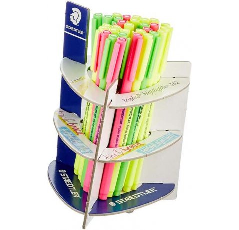 Staedtler Triplus Textsurfer 362 Expositor de 30 Rotuladores Fluorescentes - Trazo 1 - 4mm Aprox - Tinta Base de Agua - Colores Surtidos