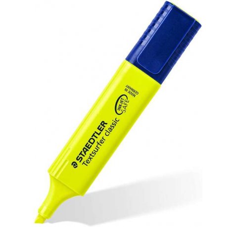 Staedtler Textsurfer Classic 364 Rotulador Marcador Fluorescente - Punta Biselada - Trazo entre 1mm-5mm - Tinta con Base de Agua - Color Amarillo (10 uds)
