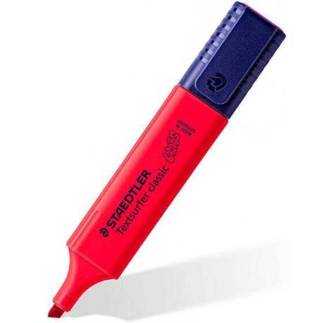 Staedtler Textsurfer Classic 364 Rotulador Marcador Fluorescente - Punta Biselada - Trazo entre 1mm-5mm - Tinta con Base de Agua - Color Rojo (10 uds)