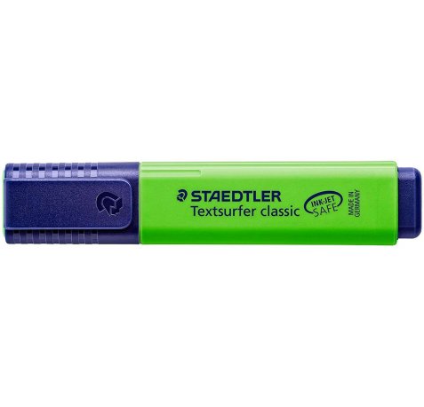Staedtler Textsurfer Classic 364 Rotulador Marcador Fluorescente - Punta Biselada - Trazo entre 1mm-5mm - Tinta con Base de Agua - Color Verde (10 uds)