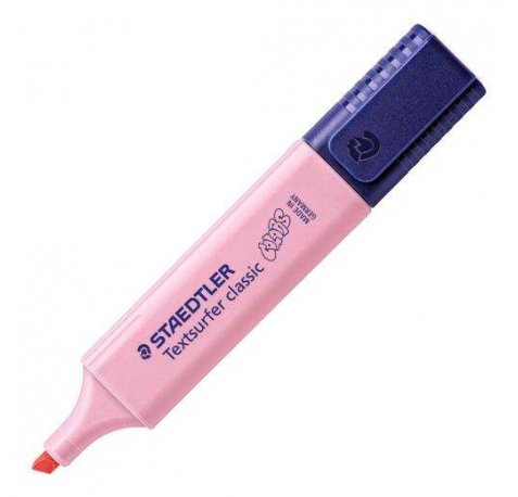 Staedtler Textsurfer Classic 364 Pastel Rotulador Marcador Fluorescente - Punta Biselada - Trazo entre 1mm-5mm - Tinta con Base de Agua - Color Carmin Claro (10 uds)