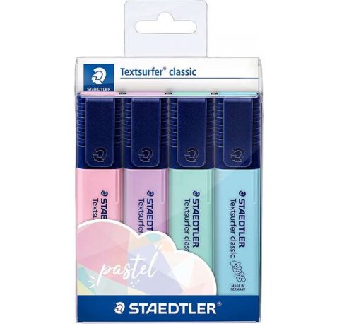 Staedtler Textsurfer Classic 364 Pack de 4 Marcadores Fluorescentes - Secado Rapido - Trazo 1 - 5mm Aprox - Colores Surtidos