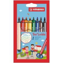 Stabilo Trio Scribbi Pack con 8 Rotuladores - Trazo entre 1,5-2mm - Forma Triangular - Tinta Super Lavable - Colores Surtidos
