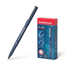 Erichkrause Boligrafo de Trazo Fino F-15 - Tinta Color Negro - Pluma Estilografica Stick - Clip Metalico - Punta Fina - Longitud de Linea Continua de 400m - Espesor de 06mm - Color Del Tapon Coincide con La Tinta (12 uds)