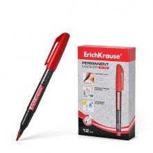 Erichkrause Marcador Permanente P-70 - Punta de Bala de 1.0mm - Resistente al Agua y a La Luz - Color Rojo (12 uds)