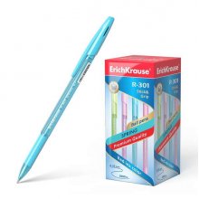 Erichkrause Boligrafo R-301 Spring Stick&Grip 0.7 - Cuerpo Hexagonal Translucido - Zona de Agarre de Goma Contorneada - Punta de 0.7mm - Tinta de Secado Rapido - Color Azul (50 uds)