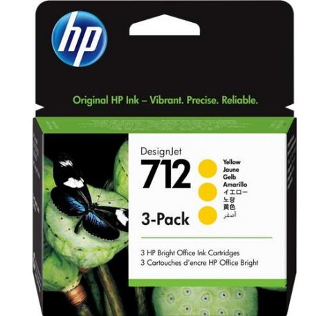 HP 712 Amarillo Pack de 3 Cartuchos de Tinta Originales - 3ED79A