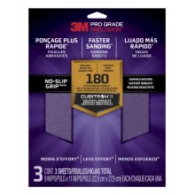 3M Pro Grade Precision Pack de 3 Hojas de Lijado - Grano 180 Fino - 22.8x27.9cm - Rendimiento Superior - Reduccion de Fatiga - Color Lavanda