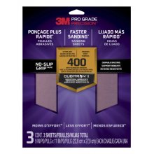 3M Pro Grade Precision Pack de 3 Hojas de Lijado - Grano 400 Extrafino - 22.8x27.9cm - Rendimiento Superior - Reduccion de Fatiga - Color Morado