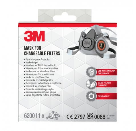 3M Mascarilla para Filtros Intercambiables 6200BC1 - Color Gris