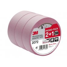 3M Pack de 3 Cintas de Enmascarar para Superficies Delicadas - 36mm x 50m - Promocion 2 + 1 Gratis - Color Rosa