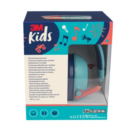 3M Orejeras Auditivas Infantiles - SNR 30dB - Diadema Flexible - Ajustable - Color Turquesa