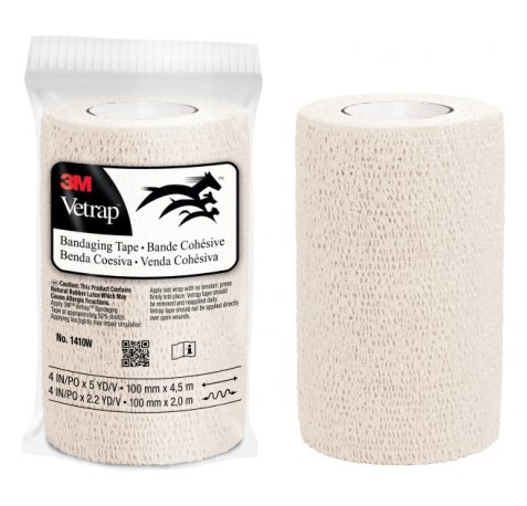 3M Vetrap Venda Cohesiva - 10cm x 4.5m - Flexible - Transpirable - Autoadhesiva - Color Blanco