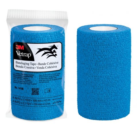 3M Vetrap Venda Cohesiva - 10cm x 4.5m - Flexible - Transpirable - Autoadhesiva - Color Azul