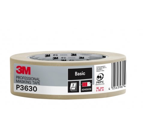 3M Cinta de Enmascarar Profesional - 36mm x 50m - 70% PEFC - Color Blanco
