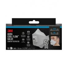 3M Aura Comfort Cool Flow Pack de 5 Mascarillas para Particulas FFP2 - Desechable - con Valvula - para Niveles Medios de Particulas - Color Blanco 3M Aura Comfort Cool Flow Pack de 5 Mascarillas para Particulas FFP2 - Desechable - con Valvula - para Niveles Medios de Particulas - Color Blanco