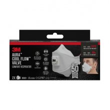 3M Aura Comfort Cool Flow Pack de 2 Mascarillas para Particulas FFP3 - Desechable - con Valvula - para Altos Niveles de Particulas - Color Blanco 3M Aura Comfort Cool Flow Pack de 2 Mascarillas para Particulas FFP3 - Desechable - con Valvula - para Altos Niveles de Particulas - Color Blanco