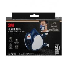 3M Mascarilla de Media Cara - Filtros Integrados - Proteccion Contra Vapores Organicos - Reutilizable - Color Azul/Blanco 3M Mascarilla de Media Cara - Filtros Integrados - Proteccion Contra Vapores Organicos - Reutilizable - Color Azul/Blanco