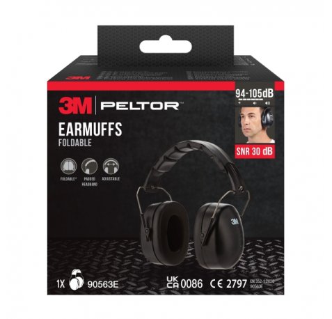 3M Orejeras Auditivas - SNR 30dB - Diadema Plegable - Ajustable - Color Negro