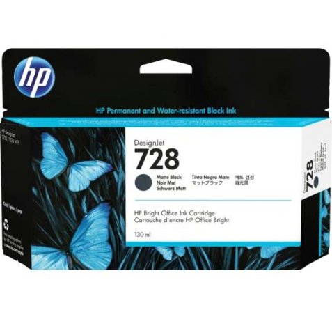 HP 728 Negro Mate Cartucho de Tinta Original - 3WX25A