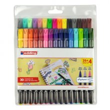 Edding 1200 Pack de 30 Rotuladores - Punta Redonda - Tinta con Base de Agua - Colores Clasicos, Neon y Pastel Surtidos