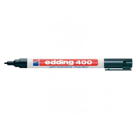 Edding 400 Rotulador Permanente - Punta Redonda - Trazo 1 mm. - Recargable - Secado Rapido - Color Negro (10 uds)
