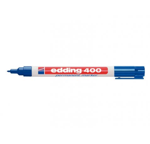 Edding 400 Rotulador Permanente - Punta Redonda - Trazo 1 mm. - Recargable - Secado Rapido - Color Azul (10 uds)