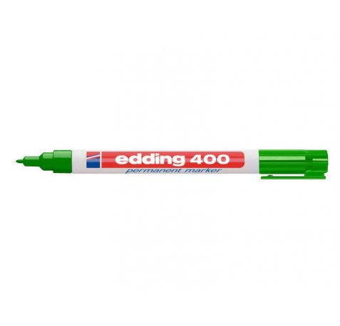 Edding 400 Rotulador Permanente - Punta Redonda - Trazo 1 mm. - Recargable - Secado Rapido - Color Verde (10 uds)