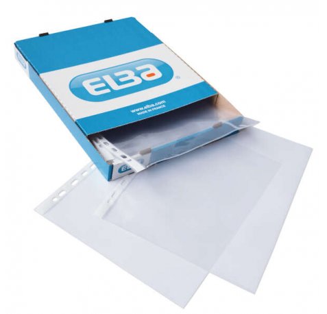 Elba Pack de 100 Fundas Multitaladro Standard A4 - Material PP de 70? - Transparentes y Resistentes