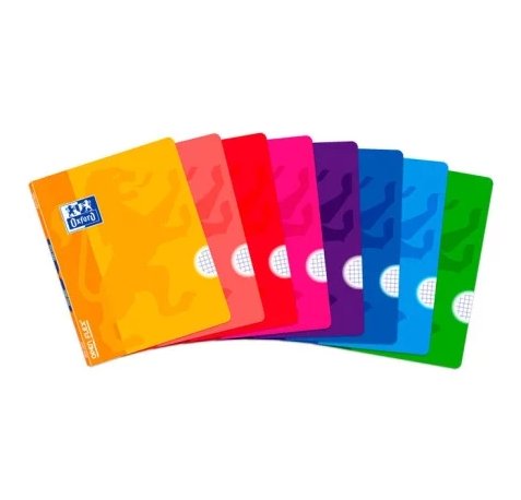 Oxford Openflex Libreta Grapada Tapa Plastico A5+ 48 Hojas Cuadricula 4x4 - Resistente Tapa de Plastico - Flexibilidad Tanto al Abrir como al Cerrar - Colores Surtidos (10 uds)