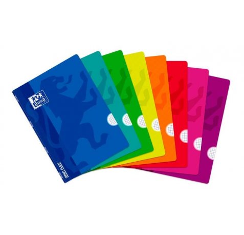 Oxford Openflex Libreta Grapada Formato A4 Cuadriculado 4x4mm - 48 Hojas con Margen - Tapa de Plastico - Colores Surtidos (10 uds)