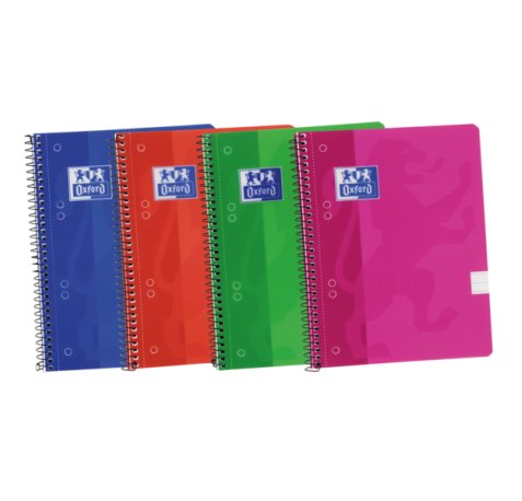 Oxford School Classic A5+ Europeanbook Spiralflex - Tapa de Plastico Resistente - 1 Linea por Pagina - 50 Hojas - Colores Surtidos (10 uds)