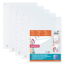 Oxford Quick'In A4 Fundas Multitaladro - Polipropileno Estandar - Cristal 50m - Facil Insercion - Proteccion Duradera (20 uds)