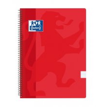 Oxford School Classic Cuaderno Espiral Tapa de Plastico Folio 4x4 - 80 Hojas - Tapa de Plastico - Color Rojo (5 uds)
