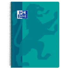 Oxford School Classic Cuaderno Espiral Tapa de Plastico Folio 4x4 - Resistente Tapa de Plastico - Cuadricula de 4x4 con Margen - 80 Hojas de Alta Calidad - Color Aqua (5 uds)